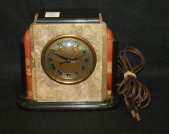 Art Deco Marble and Onyx Mantle Clock by Clock Products Co., Chicago, Il.