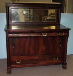 Mahogany Empire Revival Server with Beveled Mirror