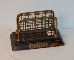 19th Century English Brass and Wood Letter Holder