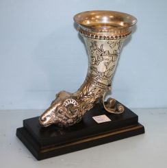 Contemporary Metal Ram's Head Vase