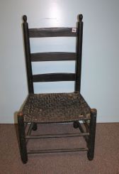 Early American Black Primitive Shaker Side Chair