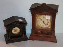 Two Vintage Wood Mantel Clocks