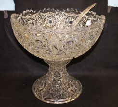 Pressed Glass Punch Bowl and Cups