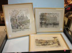 Three Original Etchings on Silk