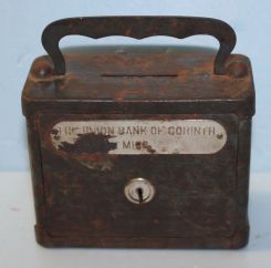 Small Iron Bank From the Union Bank of Corinth, MS