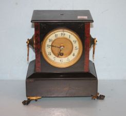 19th Century English (London) Black Slate Mantel Clock