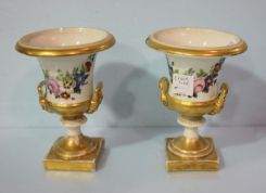 Pair of Small Old Paris Urn Shaped Vases