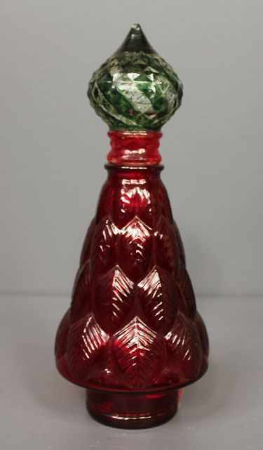 Red and Green Glass Decanter