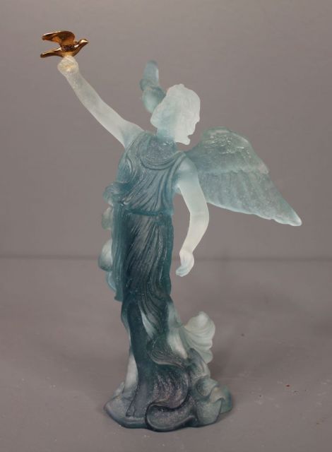 Majestic Daum Crystal Figurine of Angel with Bird