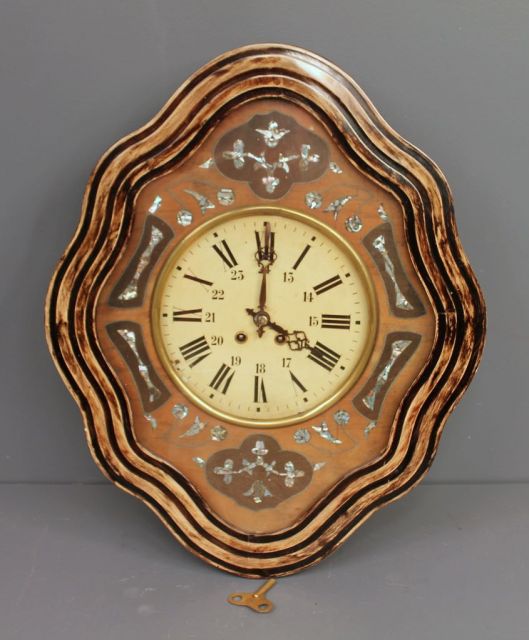 20th Century English Wall Clock with Painted Tin Dial