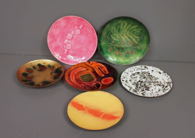 Six Pieces of Enamel on Copper