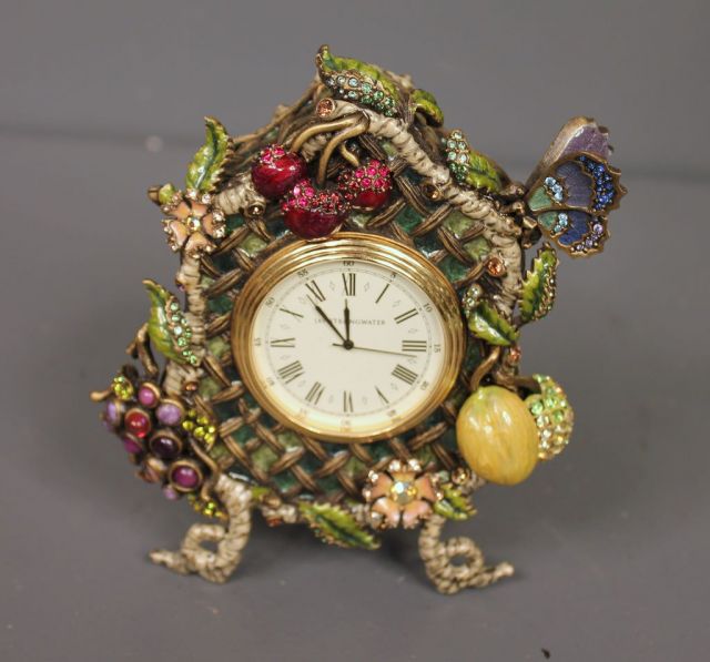 Jay Stongwater Limited Edition Enamel and Crystal Shelf Clock