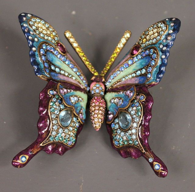 Jay Strongwater Limited Edition Flora and Fauna Enamel and Crystal Butterfly Figurine