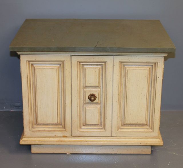 Contemporary Slate Top Commode or End Table