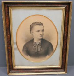 Large Print of Mid 20th Century Lady in Faux Wood Frame