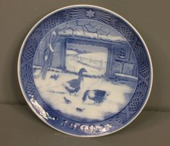 1969 Royal Copenhagen Blue and White Plate with Geese
