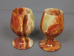 Pair of Green and Brown Marble Goblets