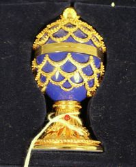Cobalt Blue Enamel Egg Box from Faberge Imperial Collection