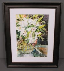Watercolor of White Lilies by Martha Andre
