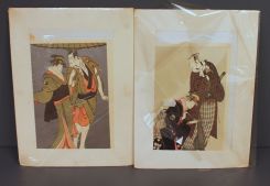 Pair of Oriental Woodblock Prints by Sharakis