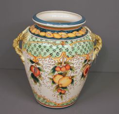Made in China (Housewares) Large Jar with Two Handles, Hand Painted fruits