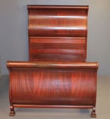 20th Century Mahogany Sleigh Bed