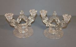Pair of Etched Glass Candle Holders