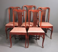 Set of Five 20th Century Mahogany Dining Chairs