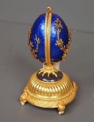 Blue Faberge Egg Which Opens and has Phoenix Bird Inside