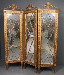 Gold Dressing Screen with Mirrored Panels
