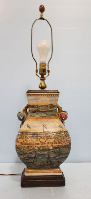 Hand Painted Lamp with Republic Period War Scene
