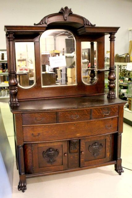 Oak Sideboard with Mirrored Top