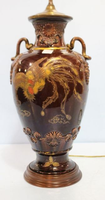 Relief Porcelain Oriental Lamp