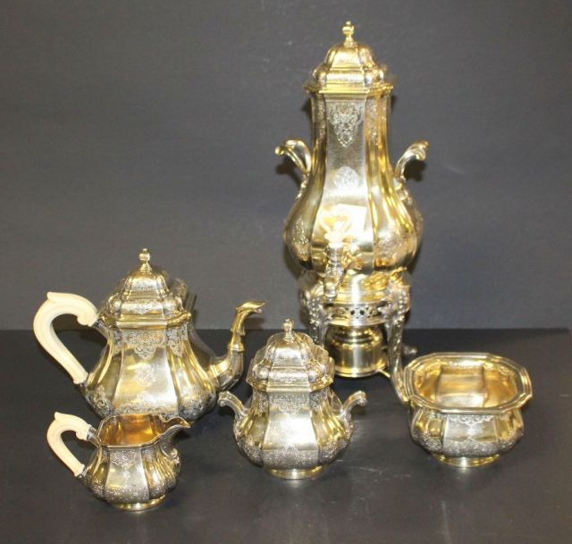 Fine 19th Century Five Piece Silver French Tea Set Marked A. Aucoc, Paris