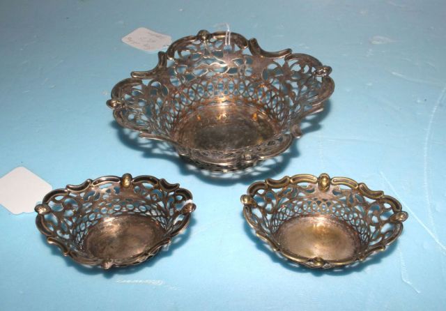 Three Sterling Nut Dishes