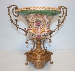 Large Bronze Ormalu and Porcelain Centerpiece