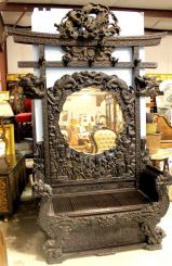 Japanese Hall Stand with Intricately Carvings of Dragons