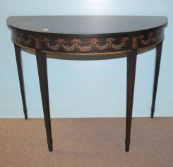 Hand Painted Demi Lune Console