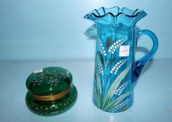 Victorian Glass Pitcher and Powder Jar