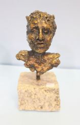 Bronze Horned Bust of Man on Marble Base by Lynn Rose Light