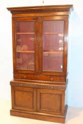 Mid 1800's Carved Bookcase/ Secretary
