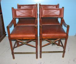 Set of Four Leather Arm Chairs