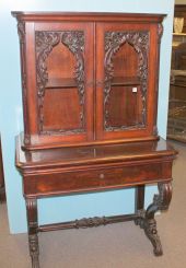 Late 1800's Ornate Victorian Bookcase/ Secretary