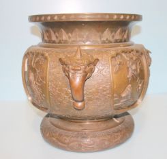 Large Bronze Planter with Chinese Unicorn Handles