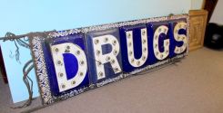 Early 1900's Porcelain Lighted Drug Store Sign Double Sided