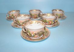 Set of Six Capodimonte Coffee Cups and Saucers