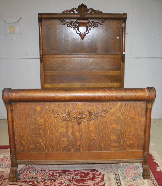 20th Century Oak High Back Bed