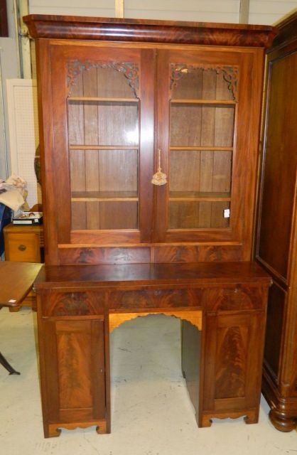 1840 Empire Mahogany Bookcase Secretary