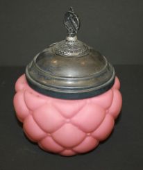 Pink Satin Glass Biscuit Jar