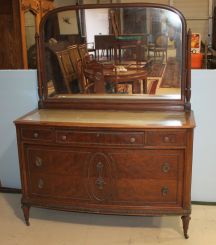 Unusual Glass Inset Dresser with Mirror